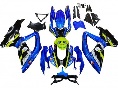 Blau Fluoreszierendes Grün Hai 2008-2010 Suzuki GSXR 600 / GSXR 750 Motorrad Verkleidung