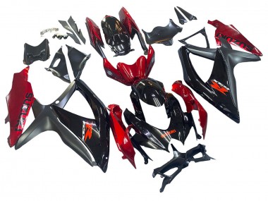 Rot Glänzendes Schwarz 2008-2010 Suzuki GSXR 600 / GSXR 750 Motorrad Verkleidung