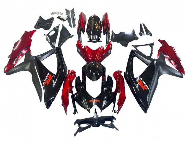 Rot Glänzendes Schwarz 2008-2010 Suzuki GSXR 600 / GSXR 750 Motorrad Verkleidung
