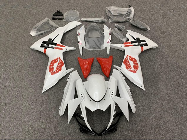 Weiß Rot Lipstick 2008-2010 Suzuki GSXR 600 / GSXR 750 Motorrad Verkleidung