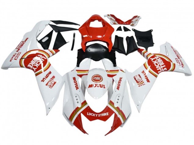 Weiß Rot Lucky Strike 2008-2010 Suzuki GSXR 600 / GSXR 750 Motorrad Verkleidung
