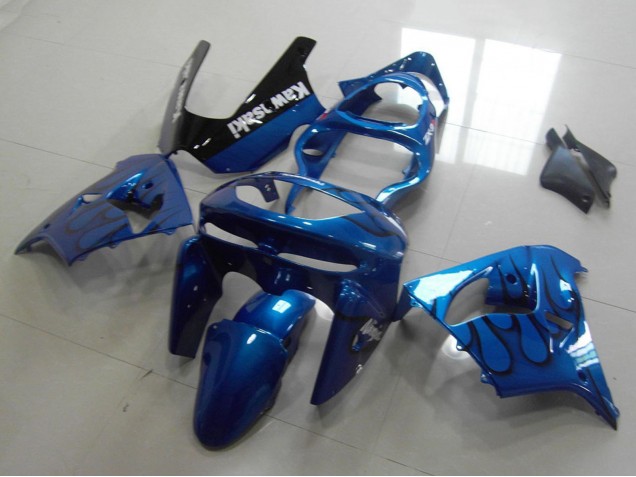 Blau Schwarz Flamme 1998-1999 Kawasaki ZX9R Motorrad Verkleidung