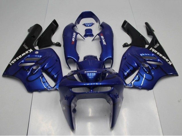 Blau Schwarz Flamme 1994-1997 Kawasaki ZX9R Motorrad Verkleidung