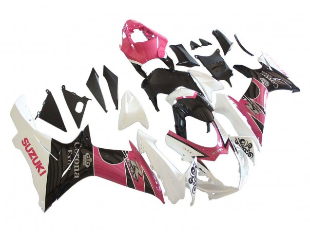 Weiß Rosa Schwarz Corona 2011-2024 Suzuki GSXR 600 / GSXR 750 Motorrad Verkleidung