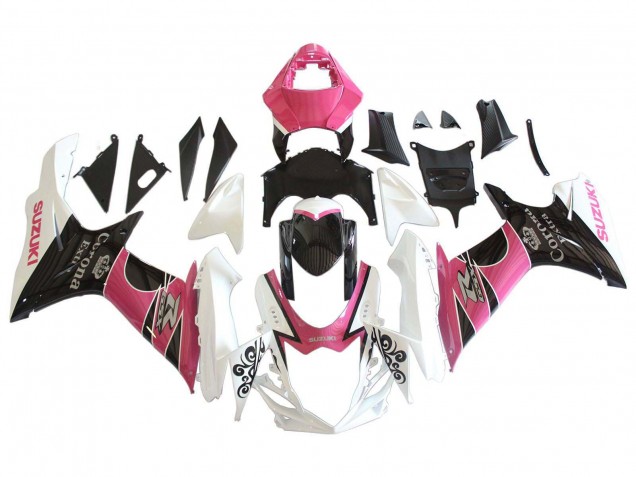 Weiß Rosa Schwarz Corona 2011-2024 Suzuki GSXR 600 / GSXR 750 Motorrad Verkleidung