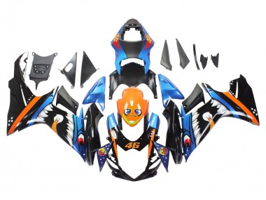 Hellblau Orange Schwarz Weiß Hai 46 2011-2024 Suzuki GSXR 600 / GSXR 750 Motorrad Verkleidung