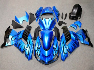 Blau Schwarz Flamme 2011-2024 Suzuki GSXR 600 / GSXR 750 Motorrad Verkleidung