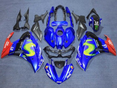 Blau Glänzendes Schwarz Rot ENEOS Monster 2015-2018 Yamaha YZF R3/R25 Motorrad Verkleidung