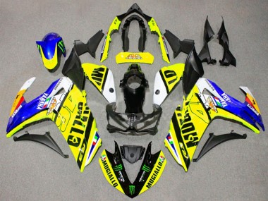 Gelb Blau Schwarz Monster 2015-2018 Yamaha YZF R3/R25 Motorrad Verkleidung