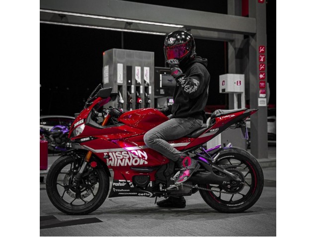 Dunkel Rot Weiß Silber Schwarz Valsir 2019-2021 Yamaha YZF R3/R25 Motorrad Verkleidung