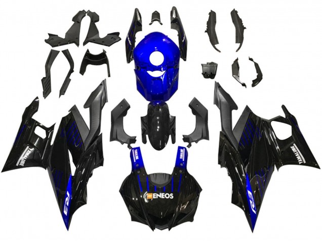 Blau Schwarz Carbonfaser ENEOS Yamalube 2019-2021 Yamaha YZF R3/R25 Motorrad Verkleidung