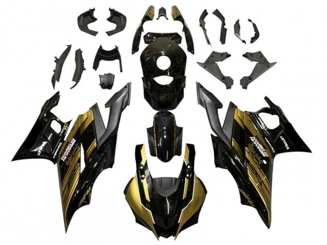 Gold Glänzendes Schwarz Semakin Didepan 2019-2021 Yamaha YZF R3/R25 Motorrad Verkleidung