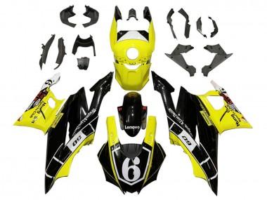 Gelb Weiß Glänzendes Schwarz Lenovo 6 2019-2021 Yamaha YZF R3/R25 Motorrad Verkleidung