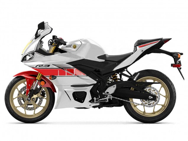 Weiß Rot Gelb Schwarz 2019-2021 Yamaha YZF R3/R25 Motorrad Verkleidung