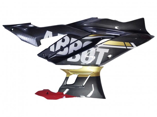 Schwarzer Carbonfaser Stil Goldrot ABBOT 2022-2024 Yamaha YZF R3/R25 Motorrad Verkleidung