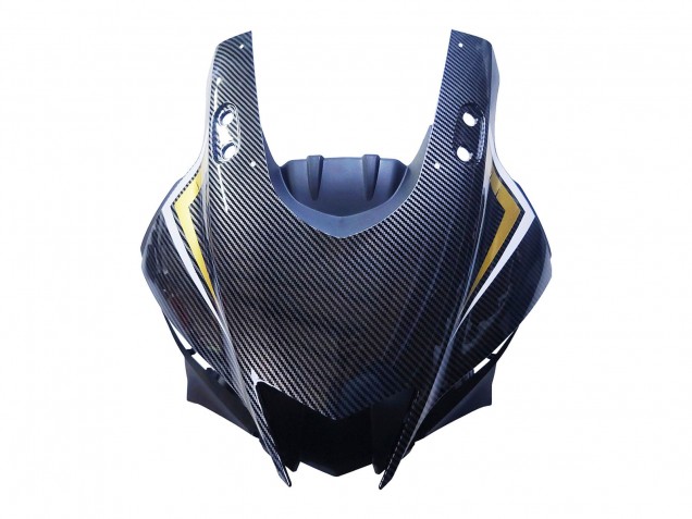 Schwarzer Carbonfaser Stil Goldrot ABBOT 2022-2024 Yamaha YZF R3/R25 Motorrad Verkleidung