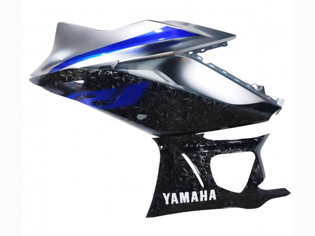 Marble Schwarz Silber Blau Geschmiedet Carbonfaser Stil 2022-2024 Yamaha YZF R3/R25 Motorrad Verkleidung