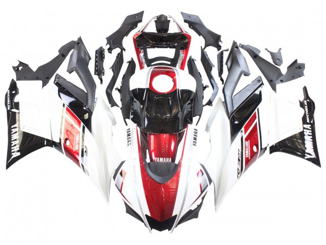 Weiß Rot Schwarz Yamalube 2022-2024 Yamaha YZF R3/R25 Motorrad Verkleidung