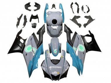 Nardo Grau Blau Grün Schwarz Petronas 2022-2024 Yamaha YZF R3/R25 Motorrad Verkleidung