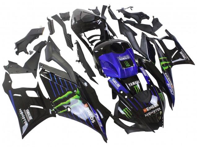 Blau Grün Schwarz Monster Yamalube ENEOS 2022-2024 Yamaha YZF R3/R25 Motorrad Verkleidung