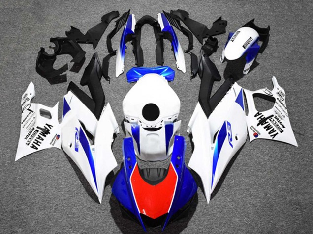 Weiß Blau Rot Schwarz Motul 2022-2024 Yamaha YZF R3/R25 Motorrad Verkleidung