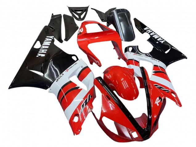 Rot Weiß Glänzendes Schwarz 2000-2001 Yamaha YZF 1000 R1 Motorrad Verkleidung