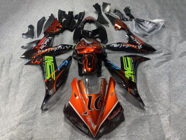 Orange Schwarz Neon Grün mit Flamme 16 2002-2003 Yamaha YZF 1000 R1 Motorrad Verkleidung