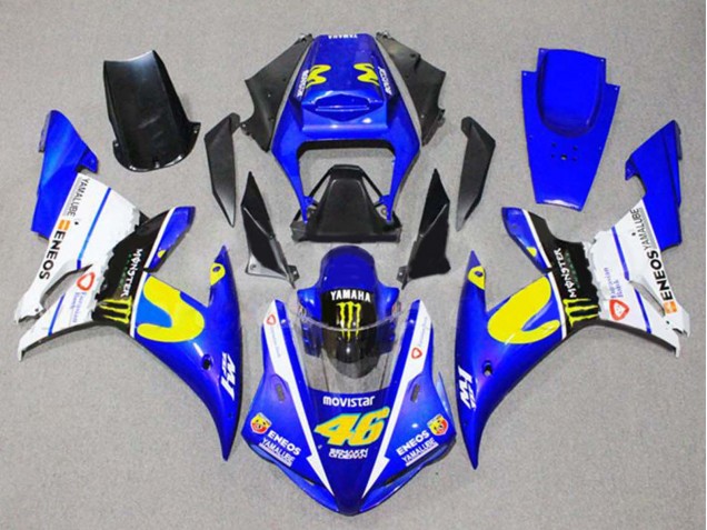 Blau Weiß Schwarz Gelb Monster 46 2002-2003 Yamaha YZF 1000 R1 Motorrad Verkleidung