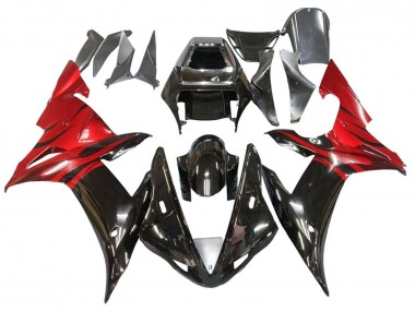Glänzendes Schwarz Rot Flamme 2002-2003 Yamaha YZF 1000 R1 Motorrad Verkleidung