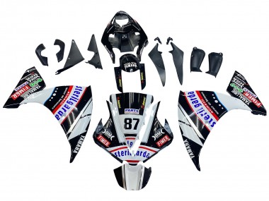 Glänzendes Schwarz Weiß Rot Fimer Yamalube Sterilgarda 87 2012-2014 Yamaha YZF 1000 R1 Motorrad Verkleidung