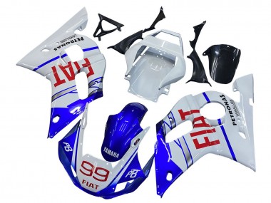Weiß Blau Rot Fiat 99 1998-2002 Yamaha YZF 600 R6 Motorrad Verkleidung