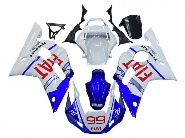 Weiß Blau Rot Fiat 99 1998-2002 Yamaha YZF 600 R6 Motorrad Verkleidung