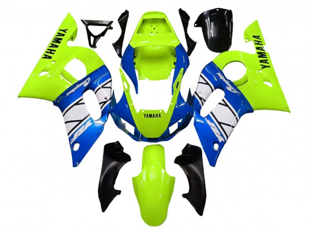 Neon Grün Blau Weiß Champions 1998-2002 Yamaha YZF 600 R6 Motorrad Verkleidung