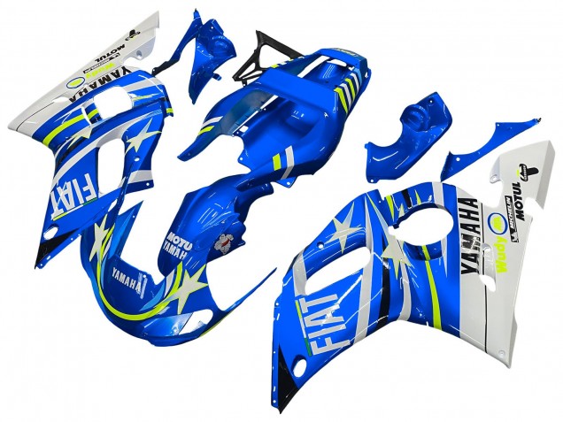 Weiß Blau Neon Gelb Fiat Motul Michelin 1998-2002 Yamaha YZF 600 R6 Motorrad Verkleidung