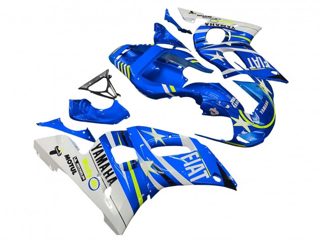 Weiß Blau Neon Gelb Fiat Motul Michelin 1998-2002 Yamaha YZF 600 R6 Motorrad Verkleidung