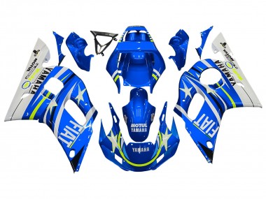 Weiß Blau Neon Gelb Fiat Motul Michelin 1998-2002 Yamaha YZF 600 R6 Motorrad Verkleidung