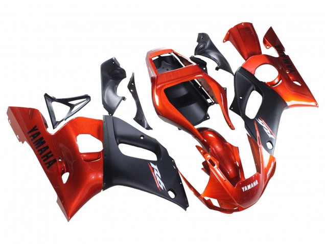 Orange Matt Schwarz 1998-2002 Yamaha YZF 600 R6 Motorrad Verkleidung