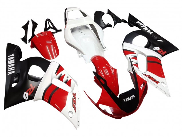 Weiß Rot Glänzendes Schwarz 1998-2002 Yamaha YZF 600 R6 Motorrad Verkleidung