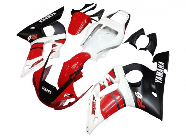 Weiß Rot Glänzendes Schwarz 1998-2002 Yamaha YZF 600 R6 Motorrad Verkleidung