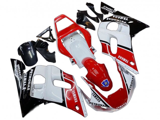 Weiß Rot Schwarz Petronas Yamalube 50th 1998-2002 Yamaha YZF 600 R6 Motorrad Verkleidung