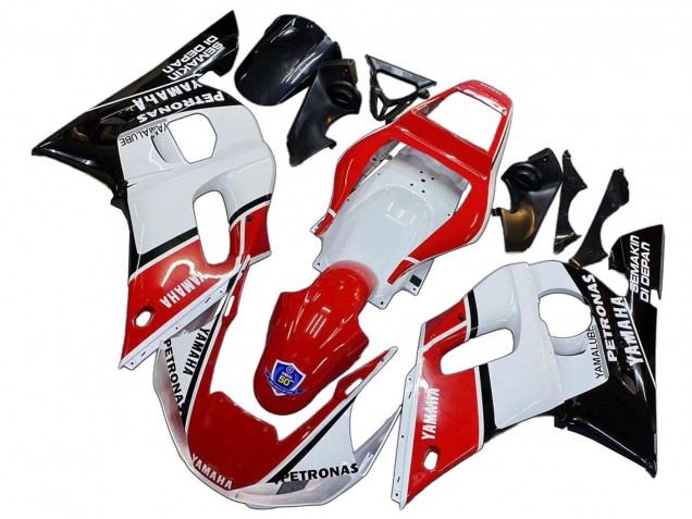 Weiß Rot Schwarz Petronas Yamalube 50th 1998-2002 Yamaha YZF 600 R6 Motorrad Verkleidung