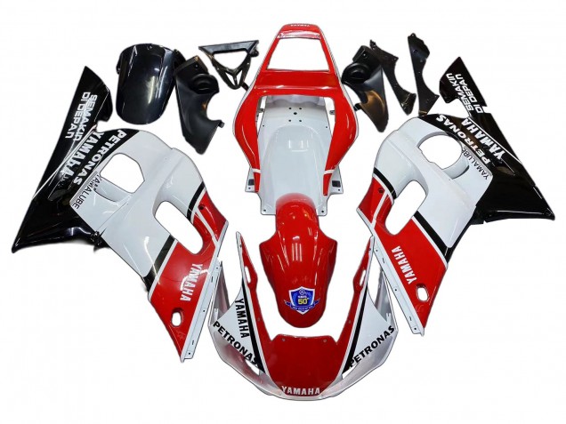 Weiß Rot Schwarz Petronas Yamalube 50th 1998-2002 Yamaha YZF 600 R6 Motorrad Verkleidung