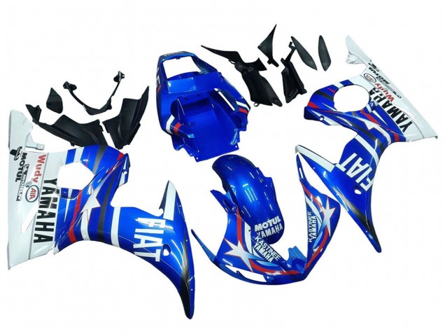 Weiß Blau Fiat Motul Kastinee 2003-2004 Yamaha YZF R6 Motorrad Verkleidung
