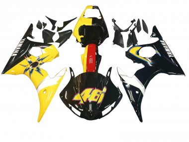 Gelb Rot Glänzendes Schwarz 46 2003-2004 Yamaha YZF R6 Motorrad Verkleidung
