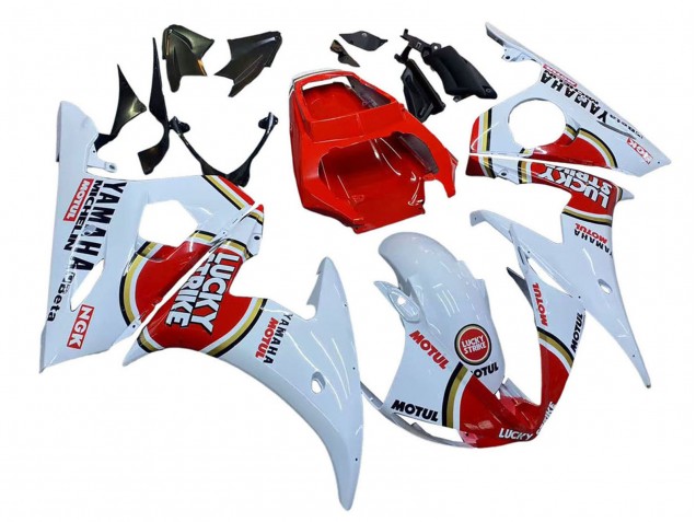Weiß Rot Lucky Strike Motul 2006-2009 Yamaha YZF R6S Motorrad Verkleidung