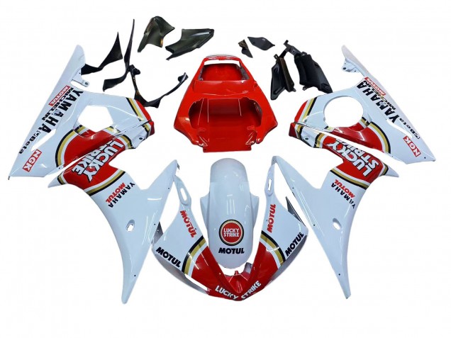 Weiß Rot Lucky Strike Motul 2006-2009 Yamaha YZF R6S Motorrad Verkleidung