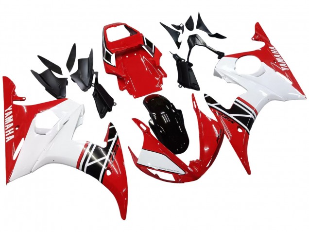 Weiß Rot Glänzendes Schwarz 2003-2004 Yamaha YZF R6 Motorrad Verkleidung