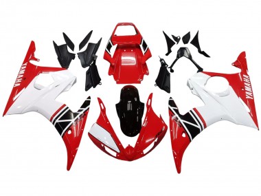 Weiß Rot Glänzendes Schwarz 2003-2004 Yamaha YZF R6 Motorrad Verkleidung