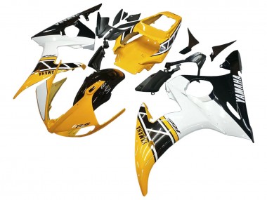 Gelb Weiß Glänzendes Schwarz 2006-2009 Yamaha YZF R6S Motorrad Verkleidung