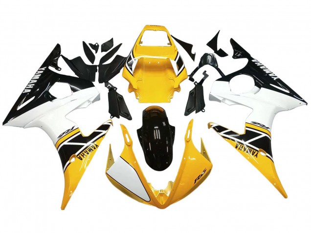Gelb Weiß Glänzendes Schwarz 2006-2009 Yamaha YZF R6S Motorrad Verkleidung